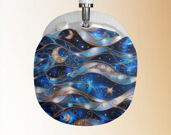 Celestial Moon Waves AirPod Max Case | Stained Glass Night Sky Swirls