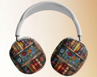 Stained Glass Bookshelf AirPod Max Case | Floral Library Headphone Covers