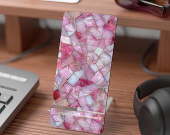 Pink Mosaic Tile Phone Stand | Mobile Display Stand