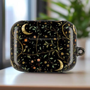Étui de protection floral pour AirPod Pro, étoiles de la lune et fleurs étoilées, housse pour écouteurs AirPods nuit étoilée fleurie, cadeau tendance pour les mélomanes
