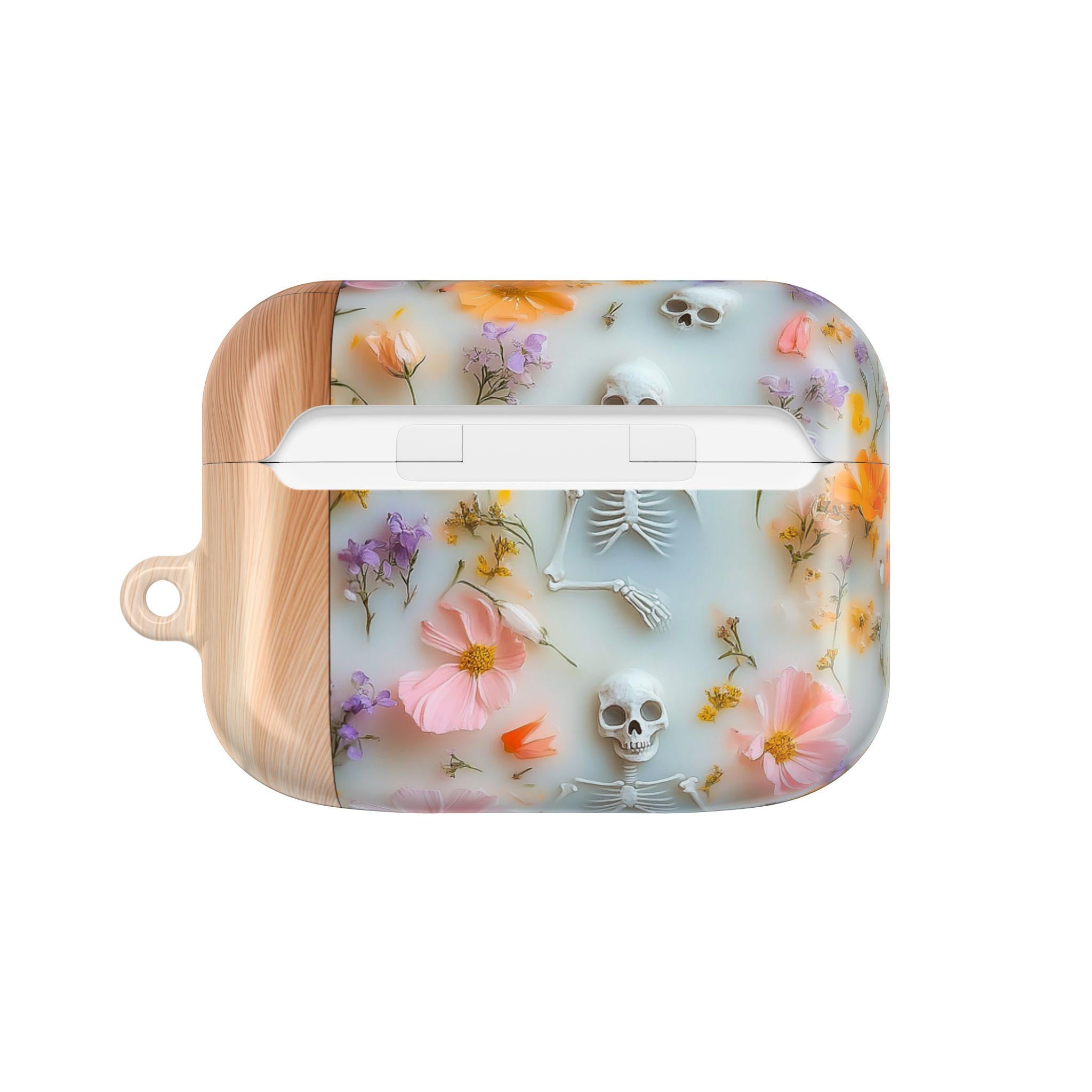 Spooky Skeletons in Bloom AirPod Pro Protective Shell Case, Delicate Floral Skull Garden AirPods Earphone Case Cover for Gen 1 2 3 4 Pro Max