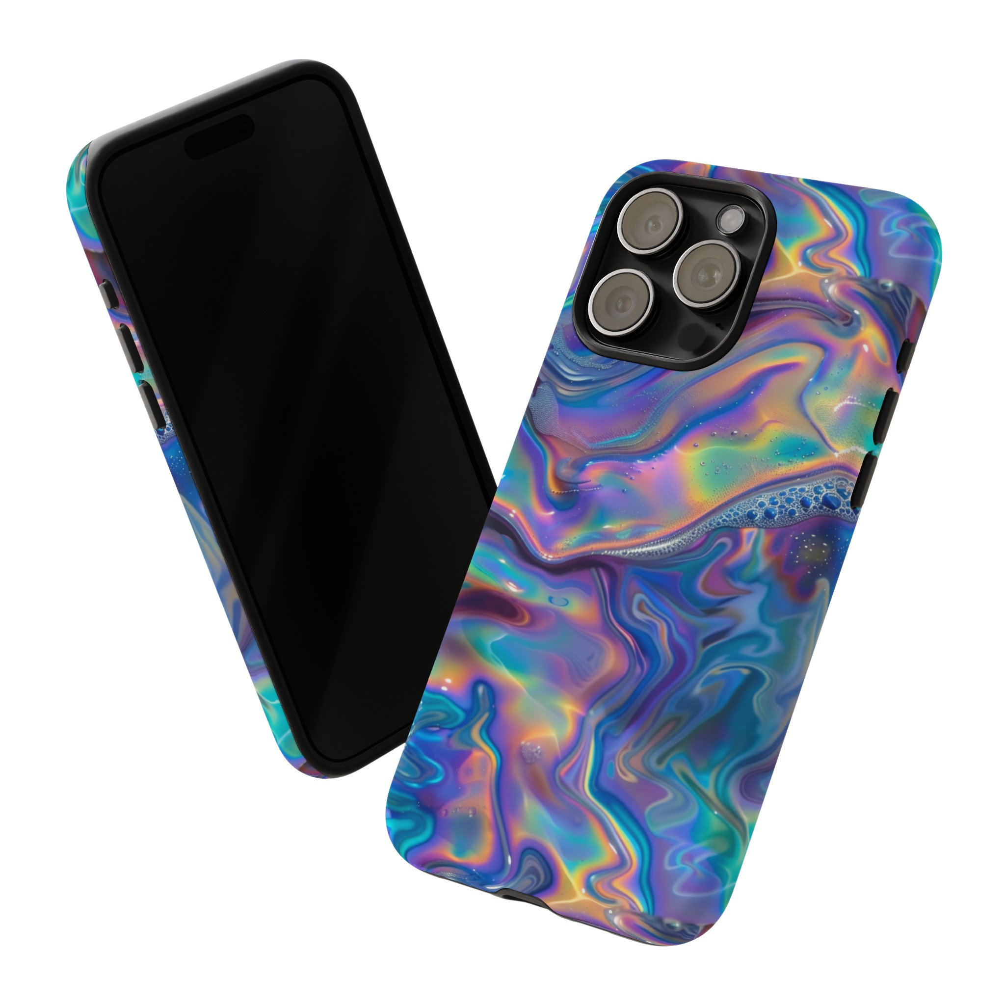 Iridescent Look Rainbow Colored Swirl Phone Case, Colorful Abstract Design, iPhone Pro Max Mini, Google Pixel Pro, Smasung Galaxy Ultra Plus