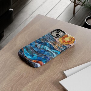 Faux Stained Glass Sunset Phone Case, Mosaic Sunray Ocean Phone Cover, iPhone Google Pixel Samsung Galaxy image 14