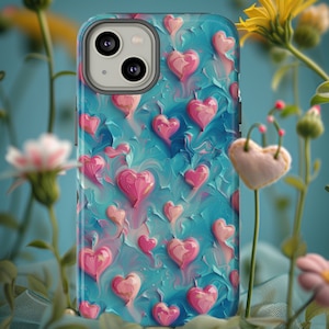 Love Me Tenderly Valentines Day Hearts Phone Case | 3D Pink Valentines Heart Phone Cover For iPhone | Pixel | Samsung | iPhone 15