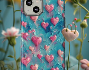 Love Me Tenderly Valentines Day Hearts Phone Case | 3D Pink Valentines Heart Phone Cover For iPhone | Pixel | Samsung | iPhone 15