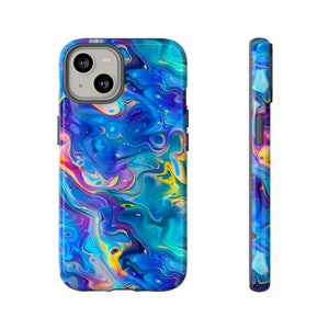 Neon Rainbow Colored Swirl Phone Case | Colorful Abstract Design Case For iPhone 15 14 13 Pro Max | Pixel 8 Pro | Samsung S23 S24 Plus Ultra image 2