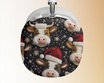 Cute Santa Reindeer Pattern AirPod Max Case | Christmas Cow Snowflakes