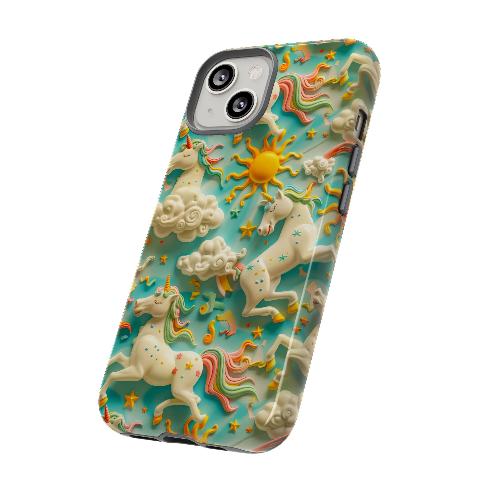 Colorful 3D Celestial Unicorn Tough Phone Case | Cute Unicorn Design For iPhone 15 14 13 12 11 | Pixel 8 7 Pro | Samsung S23 S24 Plus Ultra