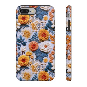 Capa de telefone floral com flores silvestres de primavera brilhante | Capa de telefone com flores boho com efeito bordado 3D para iPhone | Pixel | Samsung | iPhone 15 Pro Max imagem 10