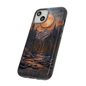 Nature Wooden Rustic Mountain Phone Case, Faux Natural Wood Mushroom Design, iPhone Pro Max, Google Pixel Pro, Samsung Galaxy Ultra Plus