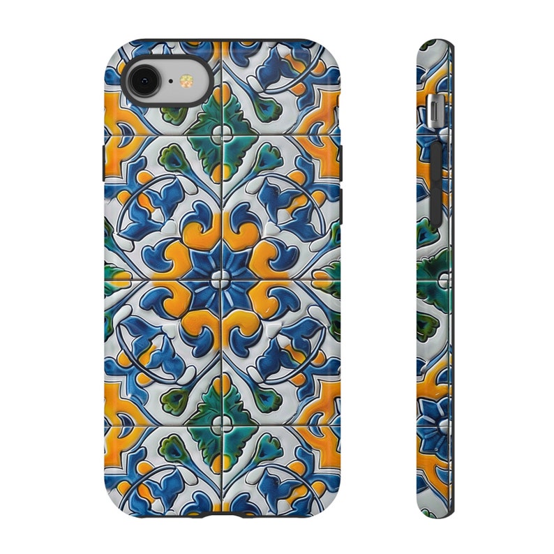 Tile Phone Case Colorful Azulejo Porcelain Tile Mediterranean Phone Case, Vintage ...