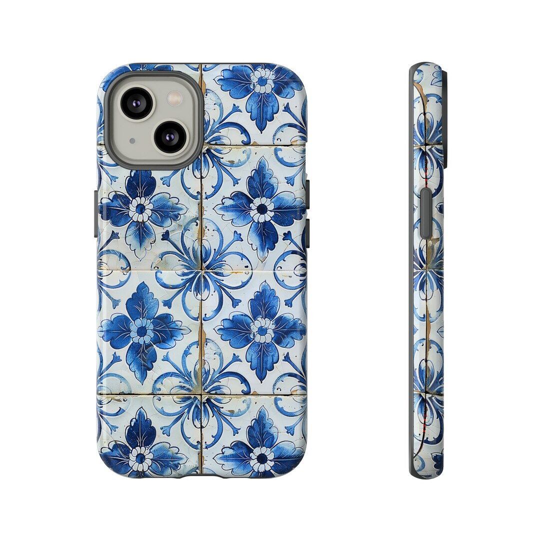 Tile Phone Case Vintage Portuguese Tile Floral Phone Case | Faux Azulejos Floral ...