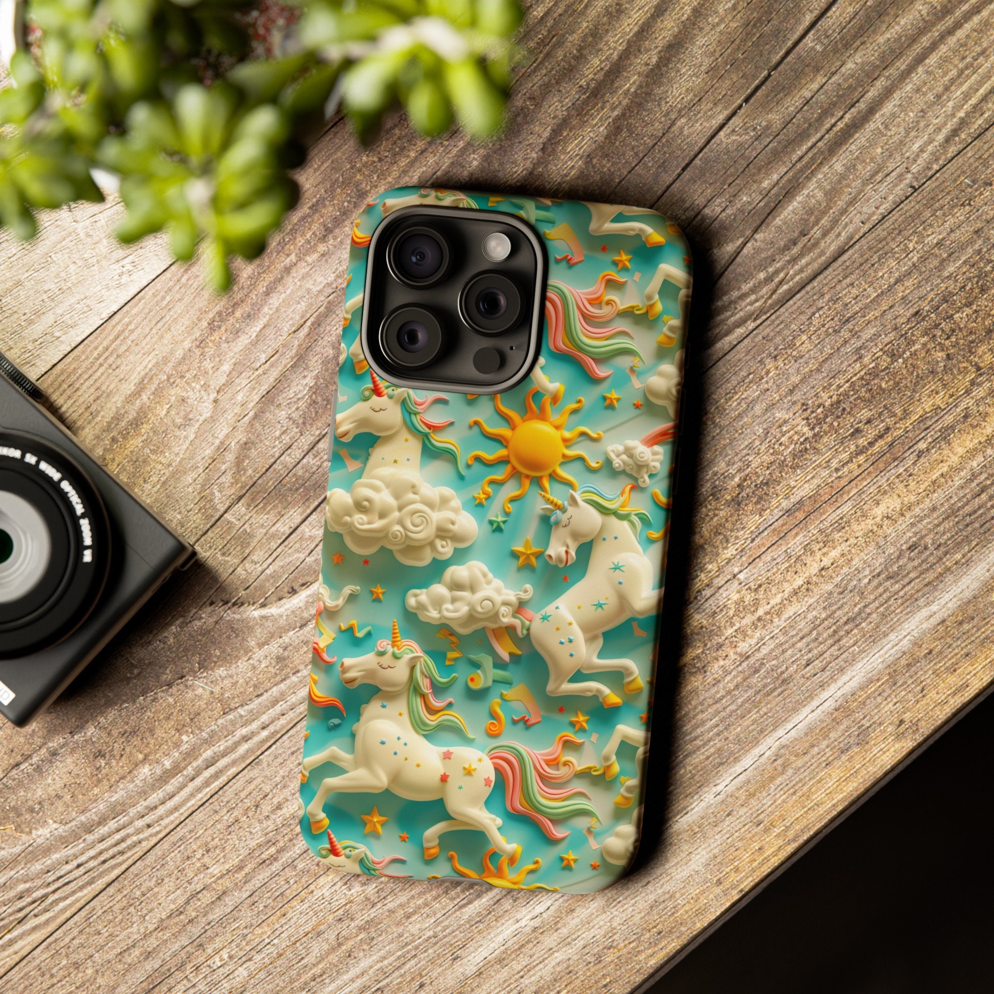 Colorful 3D Celestial Unicorn Tough Phone Case | Cute Unicorn Design For iPhone 15 14 13 12 11 | Pixel 8 7 Pro | Samsung S23 S24 Plus Ultra