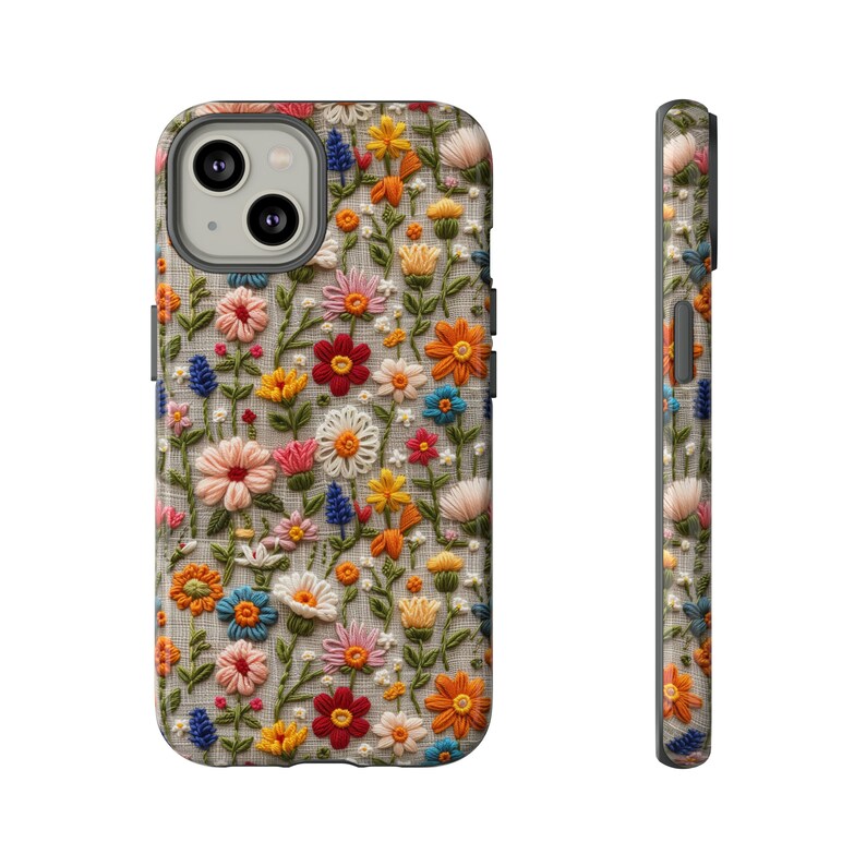 Boho Summer Floral Faux Embroidery Phone Case Romantic Cottagecore