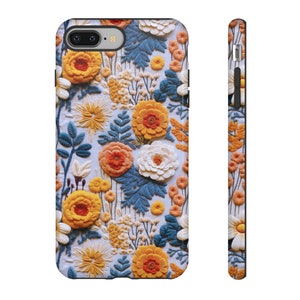 Capa de telefone floral com flores silvestres de primavera brilhante | Capa de telefone com flores boho com efeito bordado 3D para iPhone | Pixel | Samsung | iPhone 15 Pro Max imagem 9