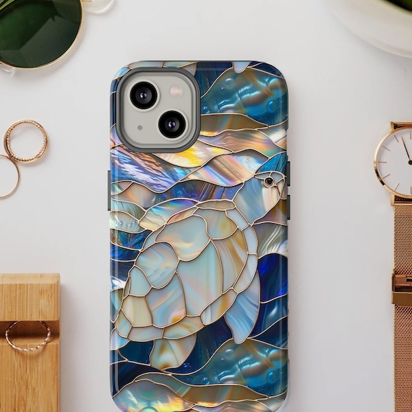 Ethereal Dancer Stained Glass Turtle Phone Case | Stained Glass Effect Turtle Phone Cover For iPhone | Pixel | Samsung | iPhone 15