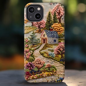 Cute Garden Cottage Phone Case, Delicate 3D Embroidery Effect Floral Cottagecore Phone Case, iPhone 16 Google Pixel 9 Samsung Galaxy S25
