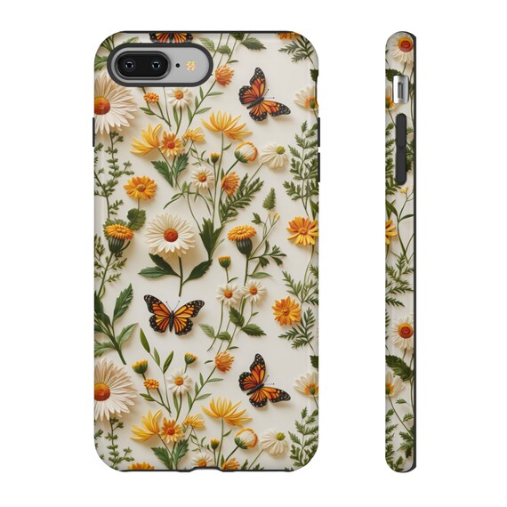 Vintage Monarque Papillon Floral Aster Fleur Fille Plante