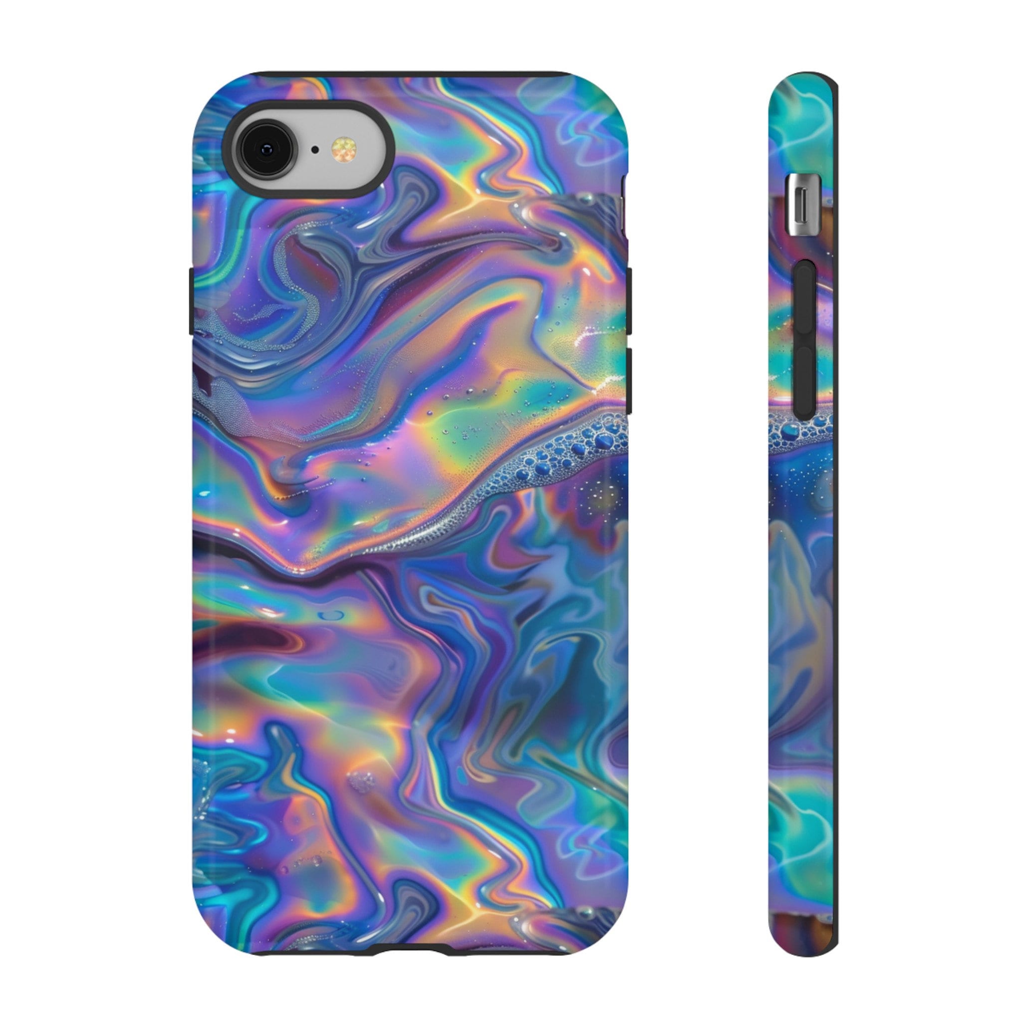 Iridescent Look Rainbow Colored Swirl Phone Case, Colorful Abstract Design, iPhone Pro Max Mini, Google Pixel Pro, Smasung Galaxy Ultra Plus