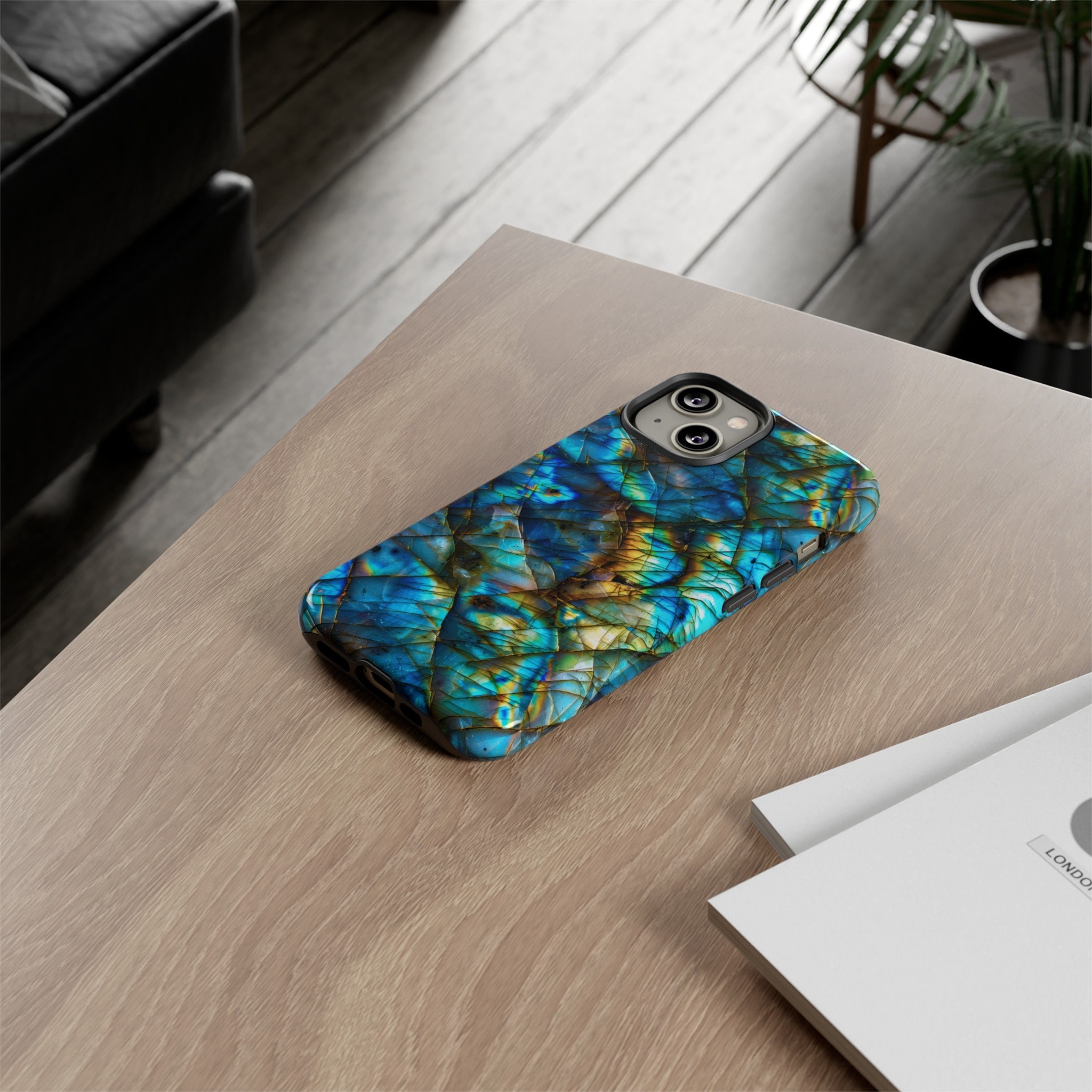 Spiritual Aura Energy Buff Labradorite Gemstone Phone Case, Rock Lover Phone Cover iPhone Pro Max Google Pixel Pro Samsung Galaxy Plus Ultra
