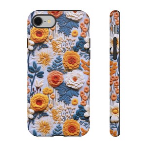 Capa de telefone floral com flores silvestres de primavera brilhante | Capa de telefone com flores boho com efeito bordado 3D para iPhone | Pixel | Samsung | iPhone 15 Pro Max imagem 7
