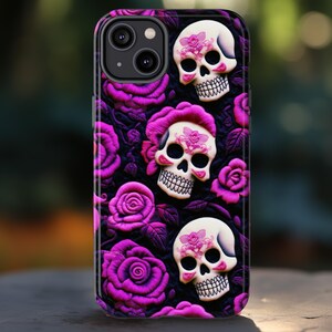 Vintage Skeletons in Bloom Phone Case | Embroidered Floral Charm Phone Cover | Halloween Cottagecore | iPhone | Pixel | Samsung