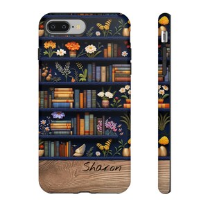 Book Lover Personalized Embroidery Bookshelf Phone Case For iPhone Galaxy Pixel | Cottagecore Bookshelf Design Gift For Book Lovers image 9