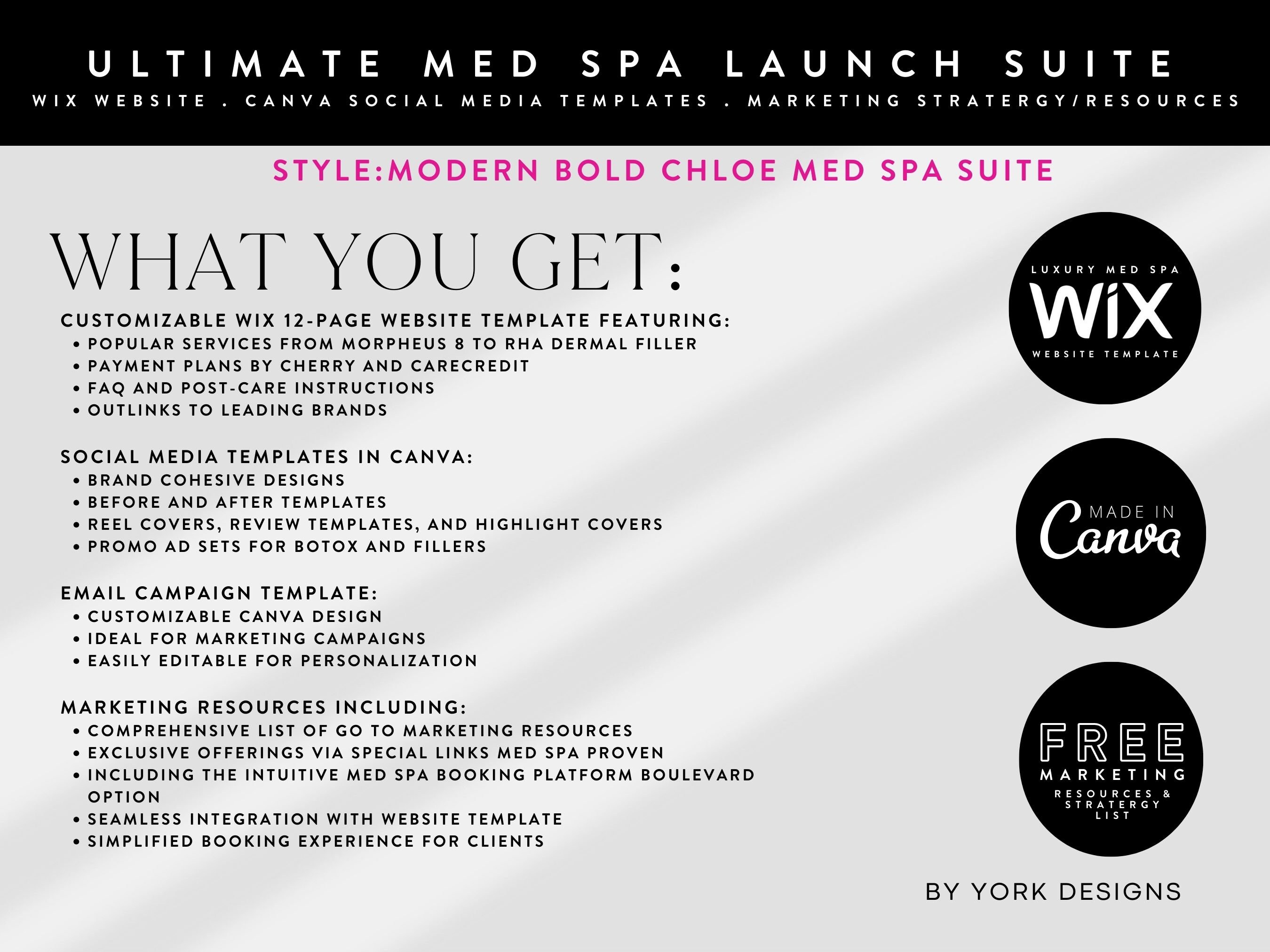 Wix site, Canva Templates, Med Spa Templates, Nurse Injector