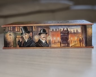 Collection of all the novels and all the stories about Sherlock Holmes hand painted on 3 sides.