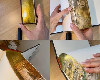 本の端の金箔の下に隠された絵画。芸術と文学愛好家からの依頼で、お