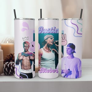 Justin Bieber Tumbler Design Sublimation, Justin Bieber Tumbler Wrap 20oz - 30oz Skinny Template, Justin Bieber Graphic png