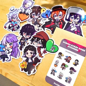 BSD 9 Stickers Set : Dazai, Chuuya, Ranpo, Fyodor, Nikolai, Sigma, Poe, Akutagawa, Atsushi - Bungo Stray Dogs