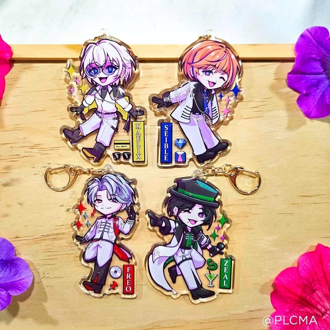 By the Beat Keychains : Kaelix, Seible, Freodore, Zeal - Nijisanji