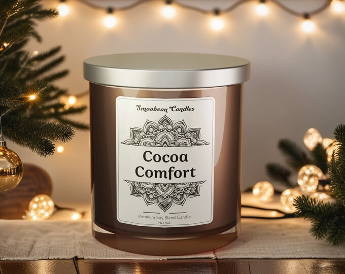 Cocoa Comfort 9 Oz Candle | Soy & Coconut Wax Blend Candle | Handmade in the U.S.A. | Phthalate and Paraben Free