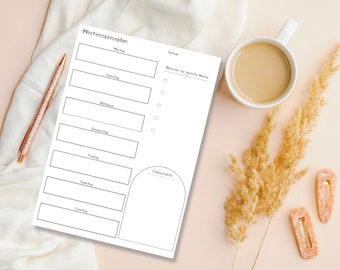 Weekly meal plan Weekly planner meal plan DIN A4 and DIN A5 in German
