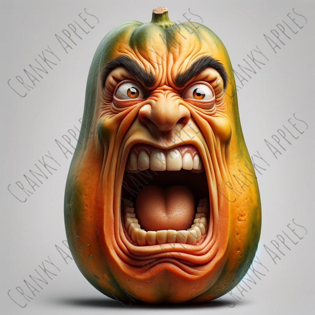 Funny Screaming Papaya Digital Art Hilarious Ugly Fruits Etsy