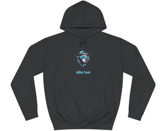 May include: Black hooded sweatshirt with a graphic of a monkey wearing sunglasses and the text "Urban Kong" in blue.