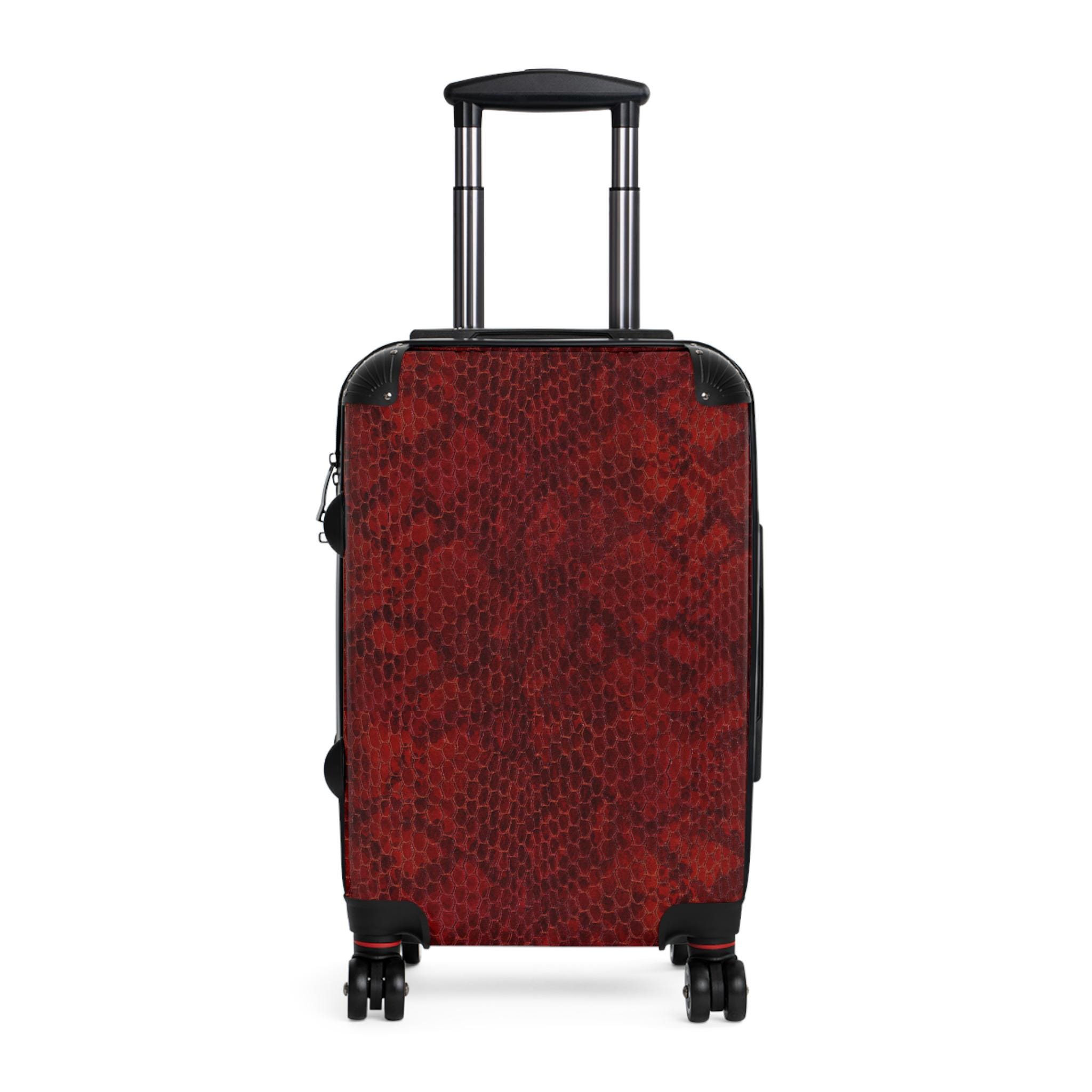 Valise rouge à imprimé serpent | Valise rigide à roulettes