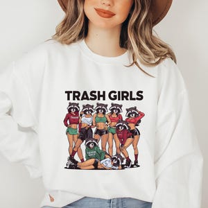 Trash Girls Day Raccoon Meme-shirt, retro zonsondergang T-shirt, coole stijl wasbeershirt, meme-T-shirt in distressed stijl, memeshirt grappige wasbeer, memeshirt grappige wasbeer
