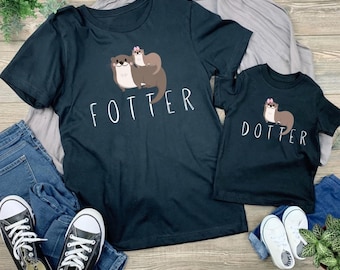 Camisetas divertidas a juego para papá e hija, camisetas para papá de hijas, regalo para el Día del Padre, camisetas para vacaciones familiares, camiseta personalizada con temática de nutria para papá.