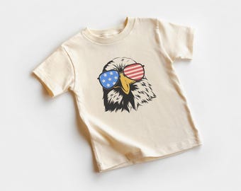 Patriotic Eagle Toddler Shirt, Boys America Tee, 4th July Kids Natural Shirt, American Pride, Cute Eagle Tee, Independence Day Outfit