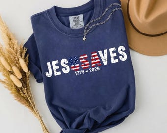 Comfortkleuren Jesus Saves-T-shirt, patriottisch T-shirt, Faith American Christian Apparel, shirt Amerikaanse vlag, religieuze vintage stijl