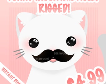 HQ Mustache Vtuber Asset Bundle, Vtuber Funny Accessory, Rigged Vtuber Accessory Ready to Use, Vtuber Funny Asset, Cute Vtube Studio Asset