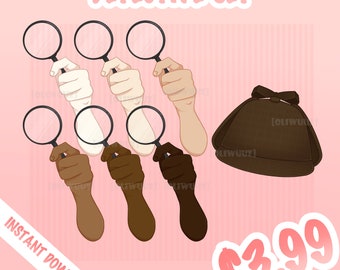 HQ Detective Funny Asset, Vtuber Accessory, Rigged Vtuber Hand Item Ready to Use, Vtuber Funny Asset, Cute Vtuber Funny Asset, Cute Asset