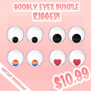 HQ Googly Eyes Vtuber Asset Bundle, Vtuber Funny Accessory, Rigged Vtuber Accessory Ready to Use, Vtuber Funny Asset, Vtube Studio Asset