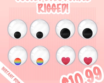 HQ Googly Eyes Vtuber Asset Bundle, Vtuber Funny Accessory, Rigged Vtuber Accessory Ready to Use, Vtuber Funny Asset, Vtube Studio Asset