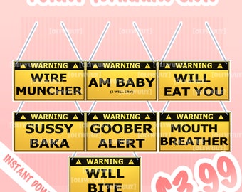 HQ Funny Warning Sign Asset Bundle, Vtuber Cool Accessory, Un-Rigged Vtuber Head Item Ready to Use, Vtuber Funny Asset, Cute Vtuber Asset