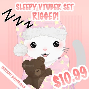 Haupt datiert und verschlafen Vtuber Objektset, Vtuber Bedtime Accessoire, Rigged Vtuber Accessoire Gebrauchsfertig, Vtuber Niedlicher Artikel, Niedlicher Vtube Studio Objekt