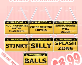 HQ Funny Warning Sign Asset Bundle, Vtuber Cool Accessory, Un-Rigged Vtuber Head Item Ready to Use, Vtuber Funny Asset, Cute Vtuber Asset