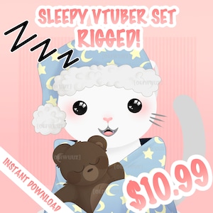 Haupt datiert und verschlafen Vtuber Objektset, Vtuber Bedtime Accessoire, Rigged Vtuber Accessoire Gebrauchsfertig, Vtuber Niedlicher Artikel, Niedlicher Vtube Studio Objekt